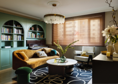 姜黄、冰绿色、深浅咖色，搭配出78㎡精致复古两居